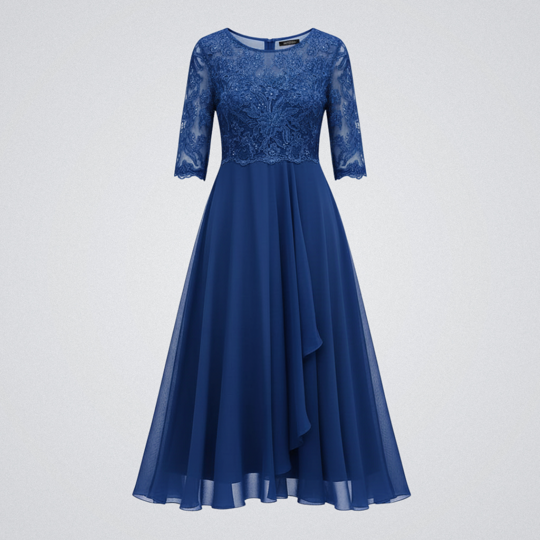 Damenkleid – Modell mit hohem Bund und Midi-Länge