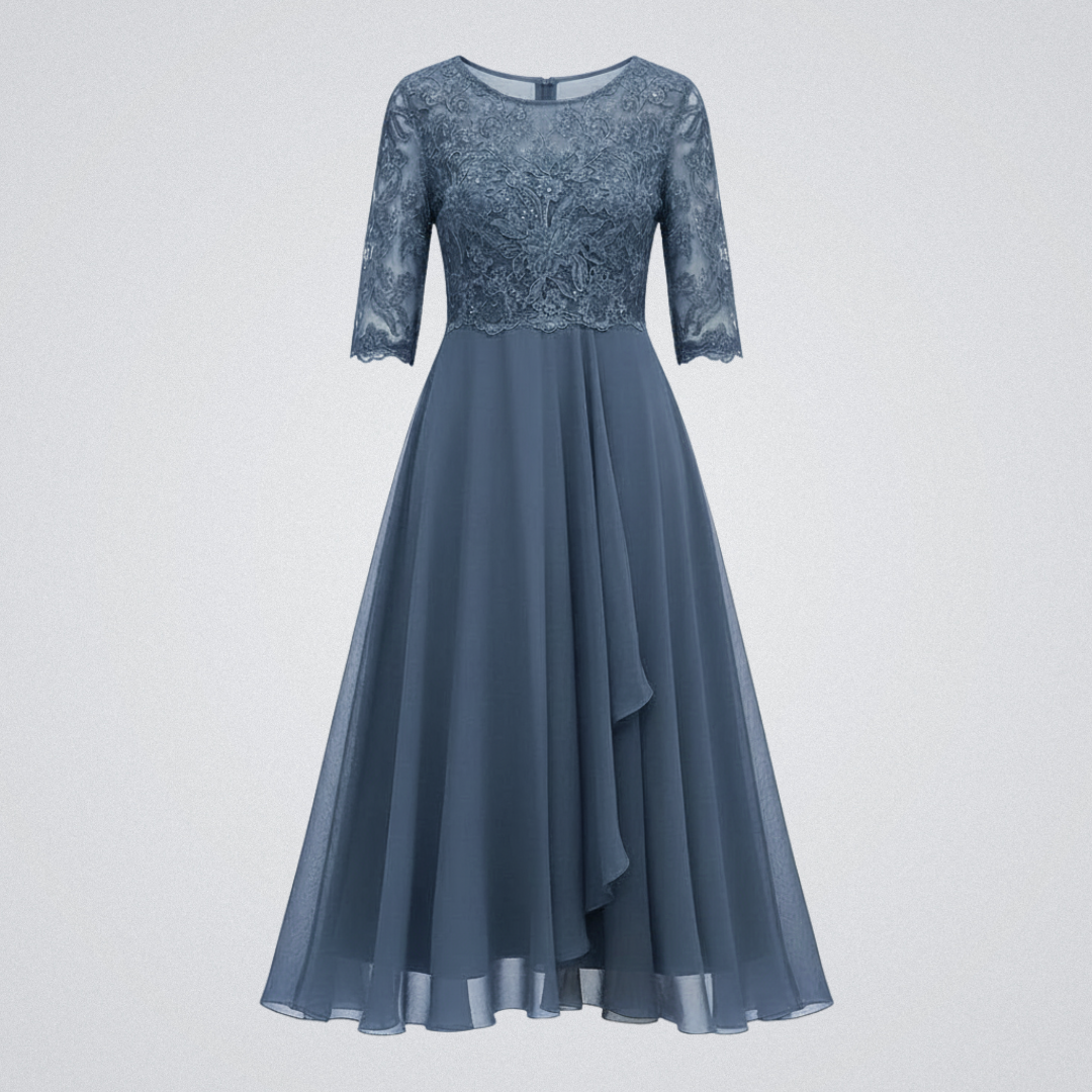 Damenkleid – Modell mit hohem Bund und Midi-Länge